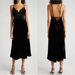 FARM Rio Richelieu Velvet Slip Midi Dress